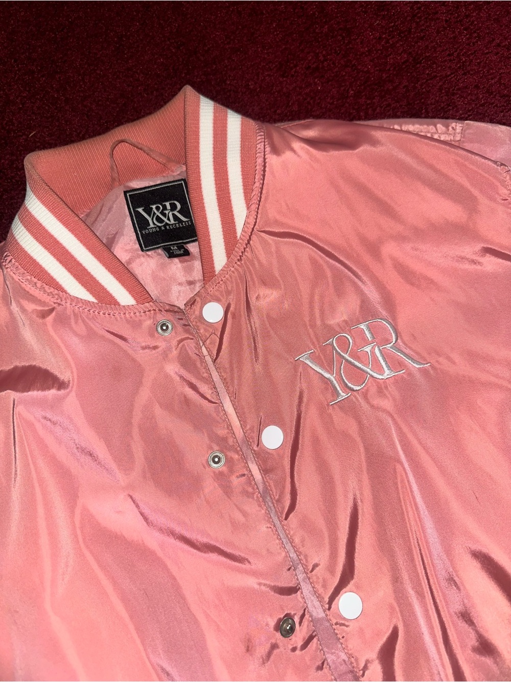 Y&R Pink Satin Bomber Jacket